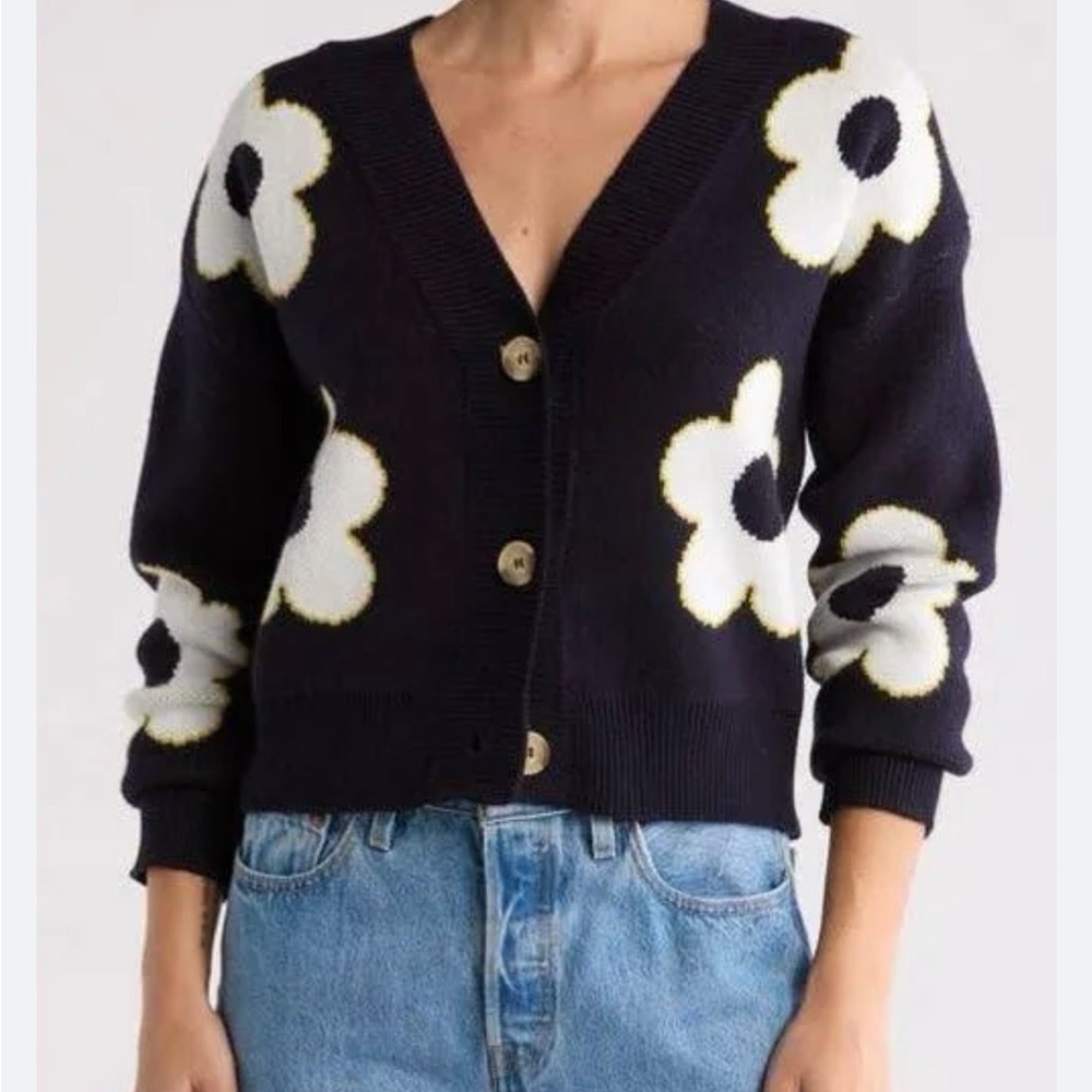 Industry Republic Clothing - Black Floral Cardigan Sweater.  NEW WITH TAGS